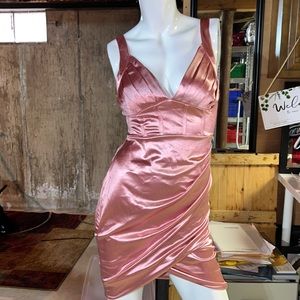 Pink satin corset dress